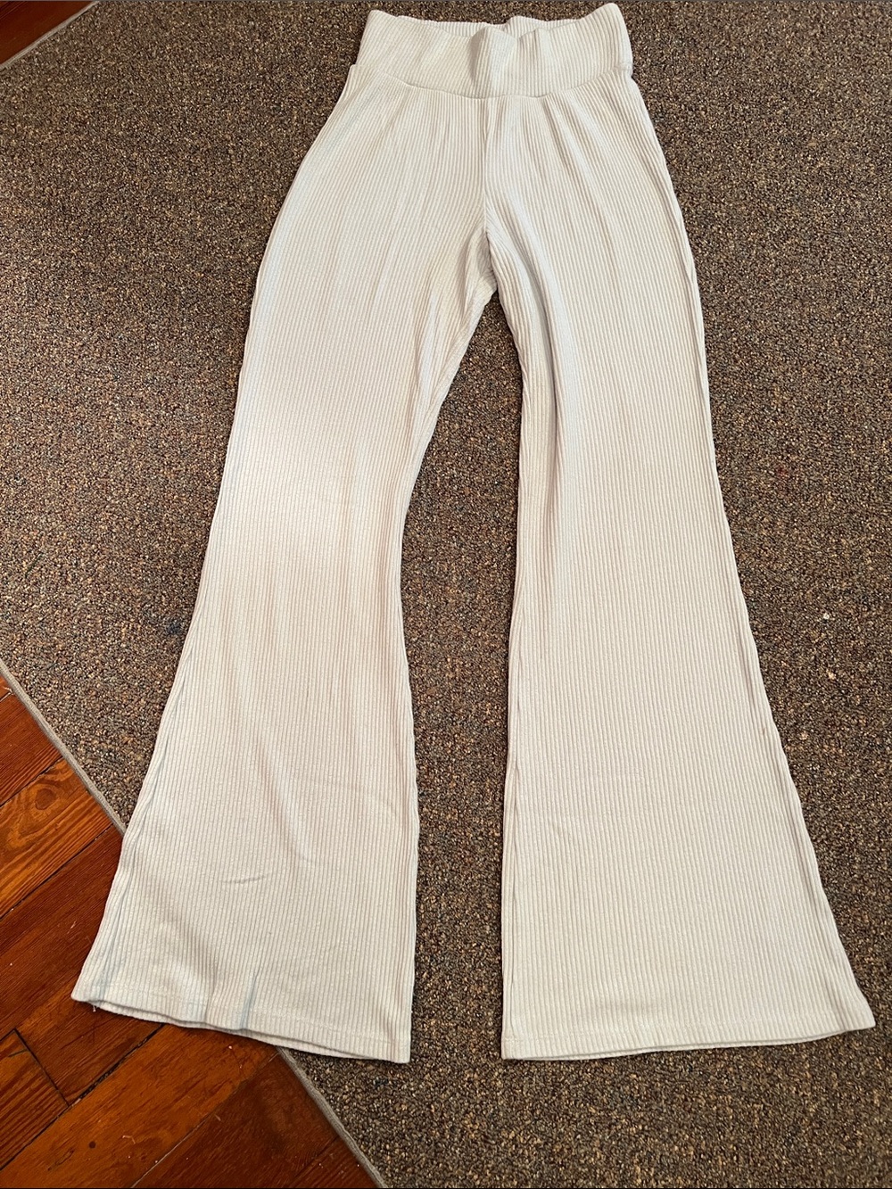 Abercrombie & Fitch Pale Blue / Gray Colored Ribbed Flare Lounge Pants